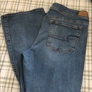 Distressed kick boot cut American Eagle jeans